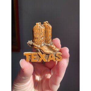 Vintage Wooden Texas Souvenir Fridge Magnet With Cowboy Boots Design